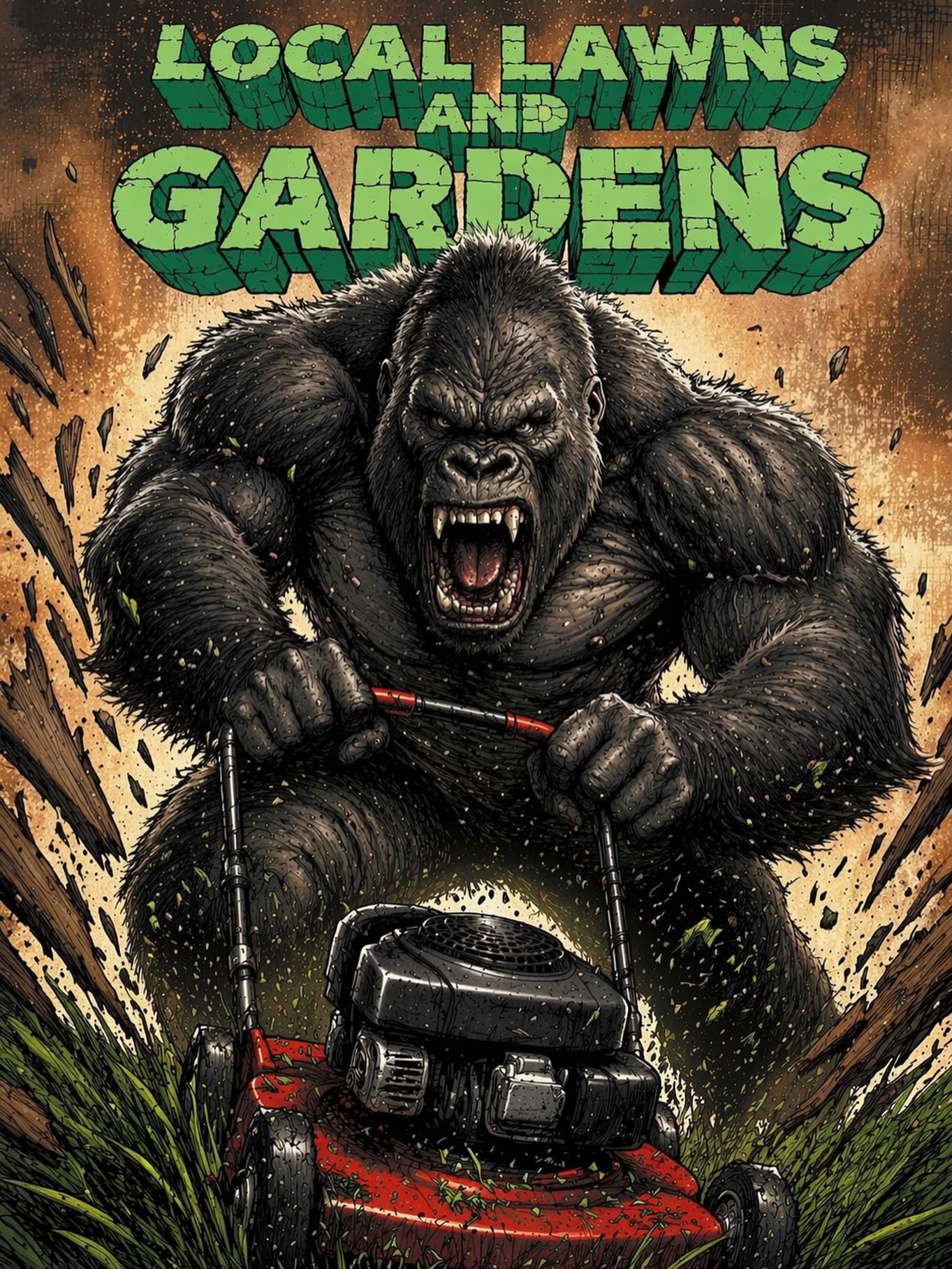 The Local Lawns Co gorilla brand artwork